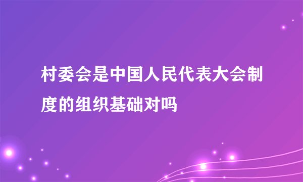村委会是中国人民代表大会制度的组织基础对吗