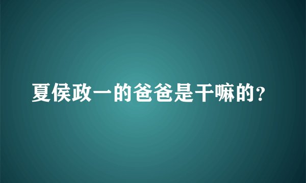 夏侯政一的爸爸是干嘛的？