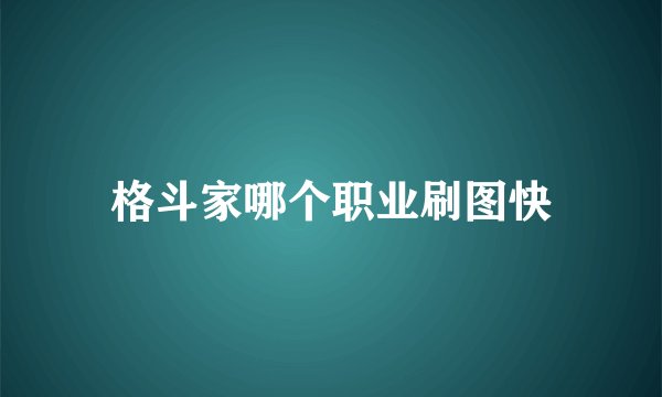 格斗家哪个职业刷图快