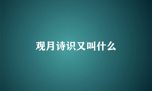 观月诗识又叫什么