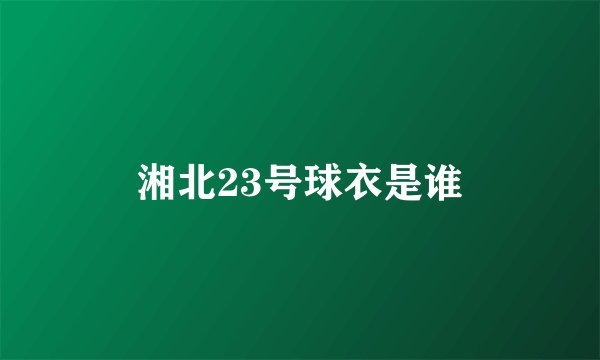 湘北23号球衣是谁