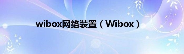 wibox网络装置Wibox