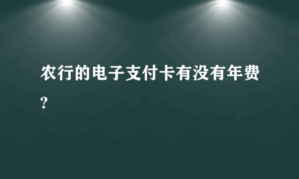 农行的电子支付卡有没有年费?