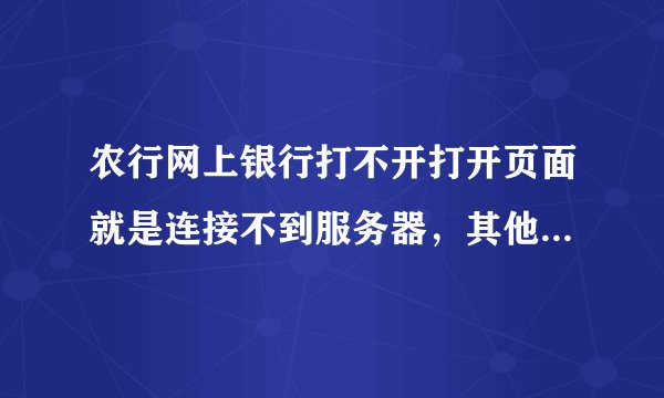 农行网上银行打不开打开页面就是连接不到服务器，其他网站都会打开，就网上银行打不开！
