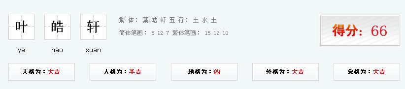 叶皓轩这个名字打多少分
