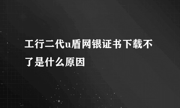 工行二代u盾网银证书下载不了是什么原因