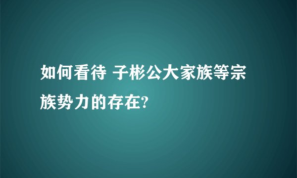 如何看待 子彬公大家族等宗族势力的存在?