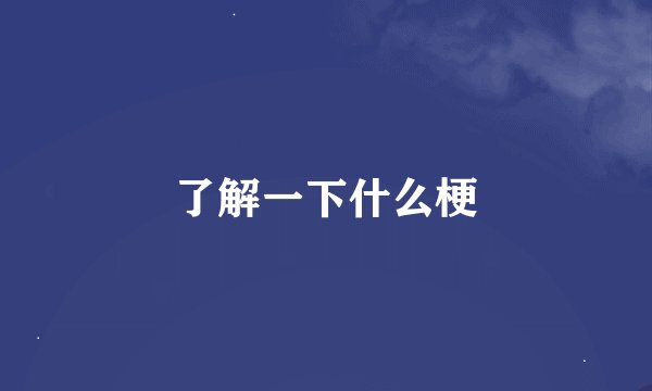 了解一下什么梗
