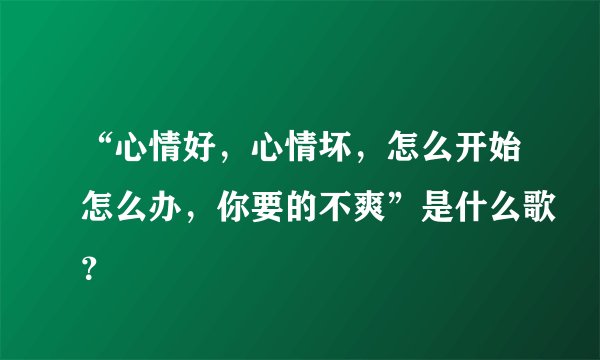 “心情好，心情坏，怎么开始怎么办，你要的不爽”是什么歌？