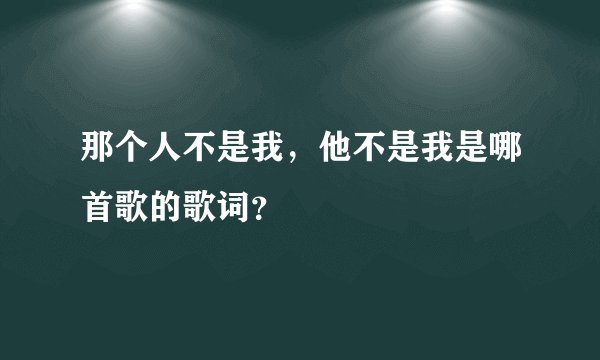 那个人不是我，他不是我是哪首歌的歌词？