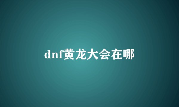 dnf黄龙大会在哪