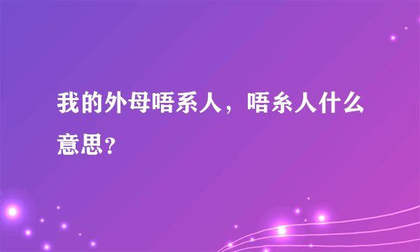我的外母唔系人，唔糸人什么意思？