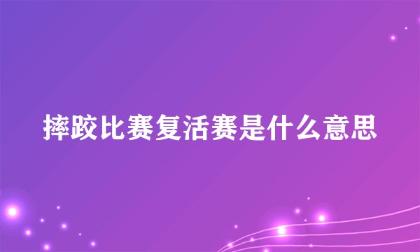摔跤比赛复活赛是什么意思