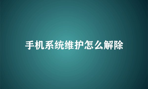 手机系统维护怎么解除