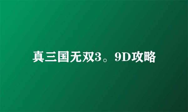 真三国无双3。9D攻略