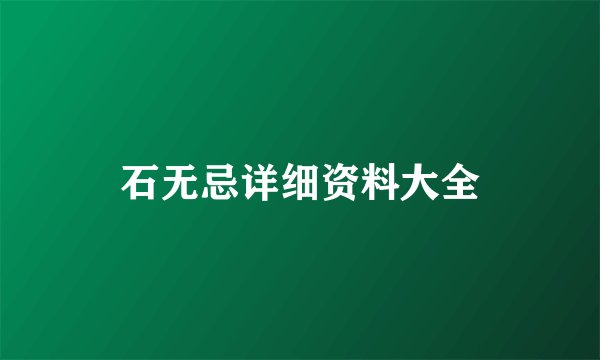 石无忌详细资料大全