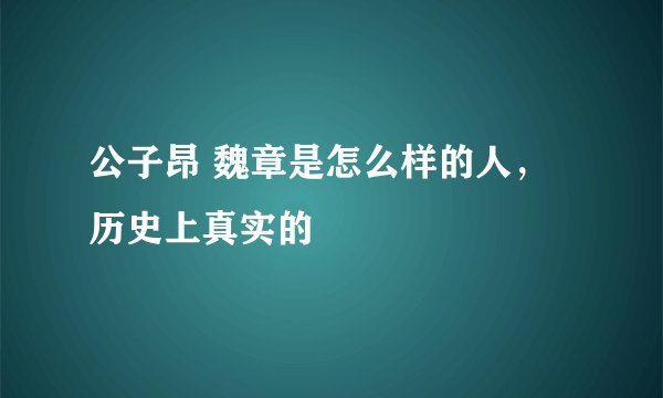 公子昂 魏章是怎么样的人，历史上真实的