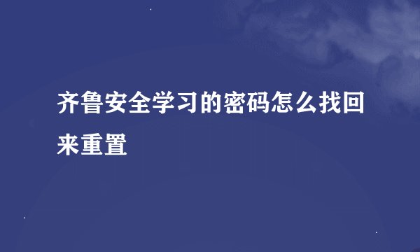 齐鲁安全学习的密码怎么找回来重置