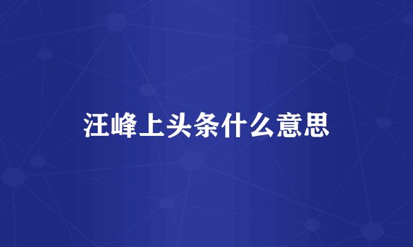 汪峰上头条什么意思