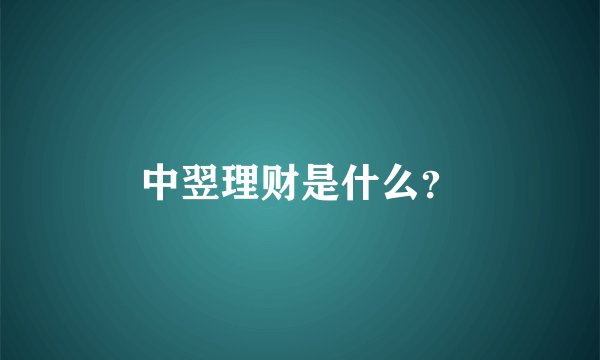 中翌理财是什么？