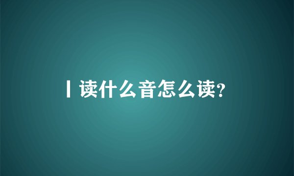 丨读什么音怎么读？