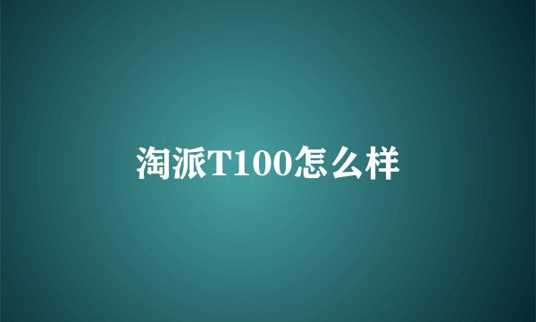 淘派T100怎么样