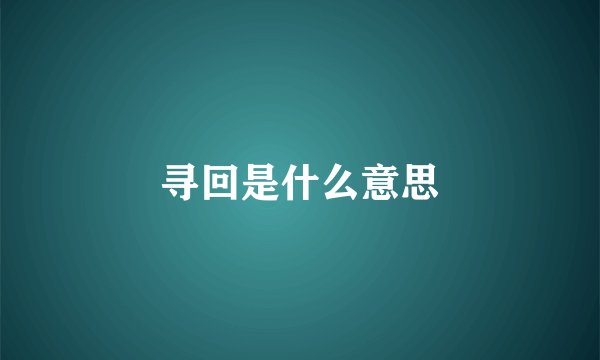 寻回是什么意思