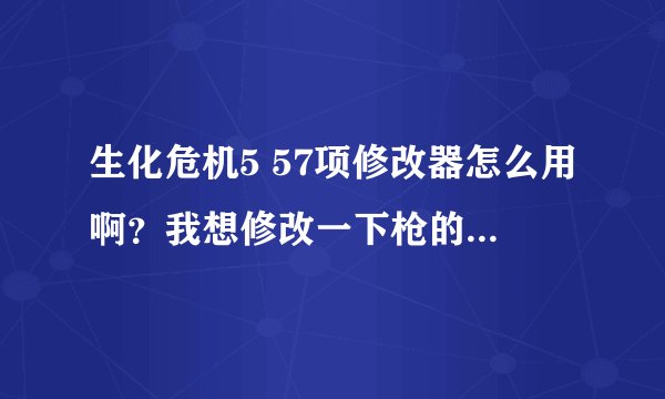 生化危机5 57项修改器怎么用啊？我想修改一下枪的载弹量和火力，以及物品的数量。