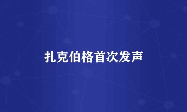 扎克伯格首次发声