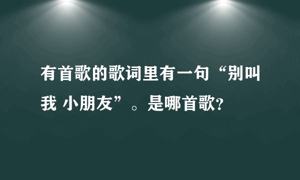 有首歌的歌词里有一句“别叫我 小朋友”。是哪首歌？