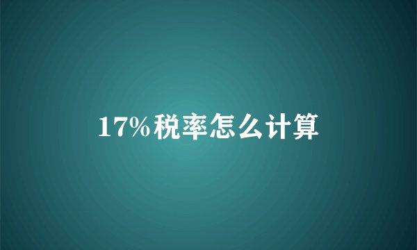 17%税率怎么计算