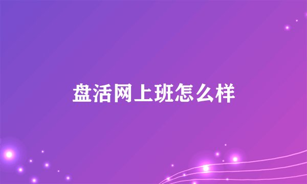 盘活网上班怎么样