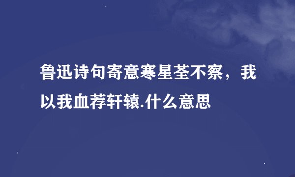 鲁迅诗句寄意寒星荃不察，我以我血荐轩辕.什么意思