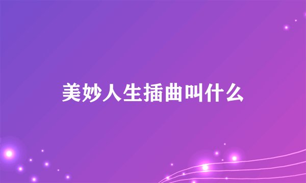 美妙人生插曲叫什么