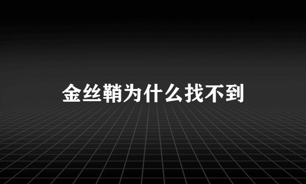 金丝鞘为什么找不到