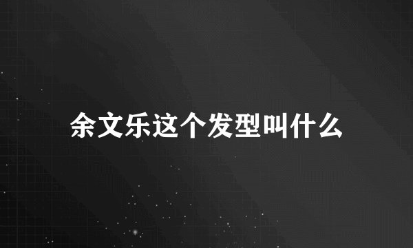 余文乐这个发型叫什么