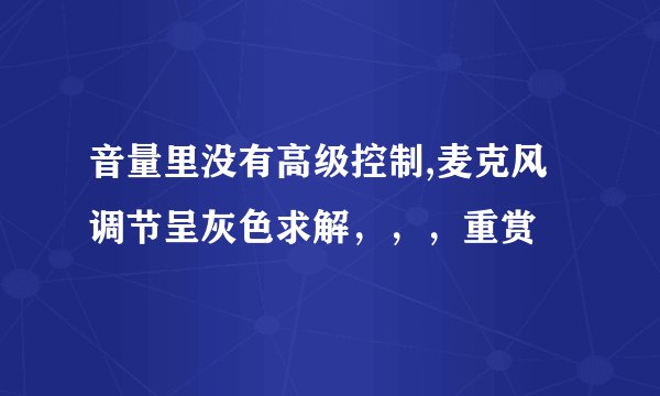 音量里没有高级控制,麦克风调节呈灰色求解，，，重赏
