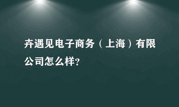 卉遇见电子商务（上海）有限公司怎么样？