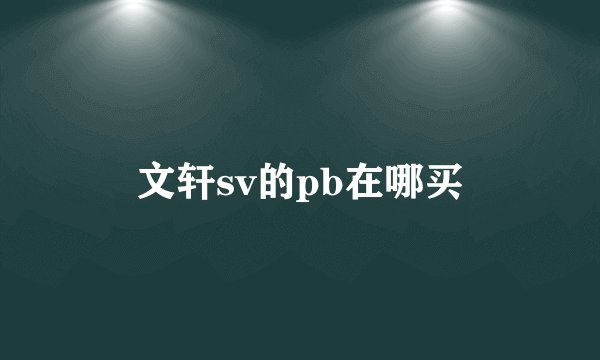 文轩sv的pb在哪买