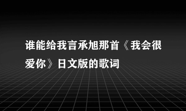 谁能给我言承旭那首《我会很爱你》日文版的歌词