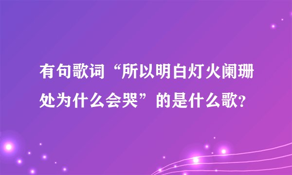 有句歌词“所以明白灯火阑珊处为什么会哭”的是什么歌？