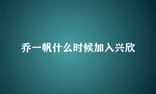 乔一帆什么时候加入兴欣