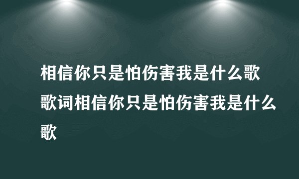相信你只是怕伤害我是什么歌歌词相信你只是怕伤害我是什么歌