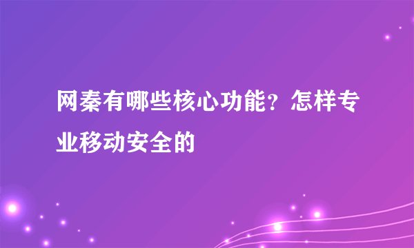 网秦有哪些核心功能？怎样专业移动安全的