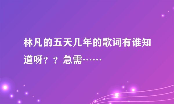 林凡的五天几年的歌词有谁知道呀？？急需……