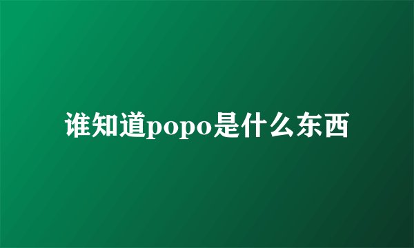 谁知道popo是什么东西