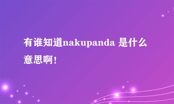 有谁知道nakupanda 是什么意思啊！