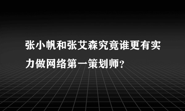 张小帆和张艾森究竟谁更有实力做网络第一策划师？