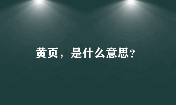黄页，是什么意思？