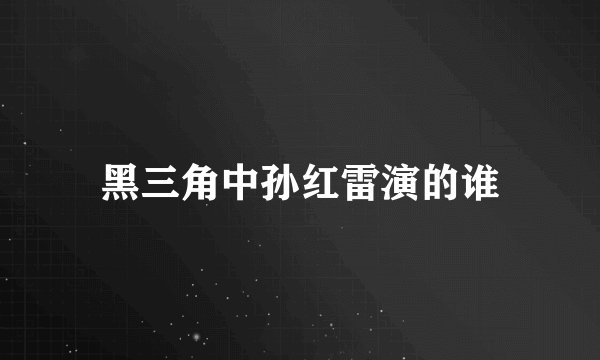 黑三角中孙红雷演的谁